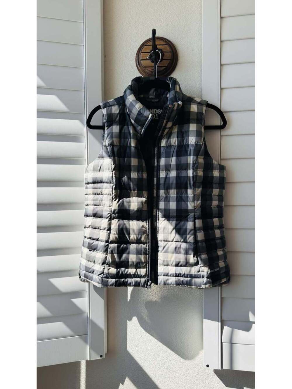 Lands' End Plaid Down Puffer Vest Size XS
